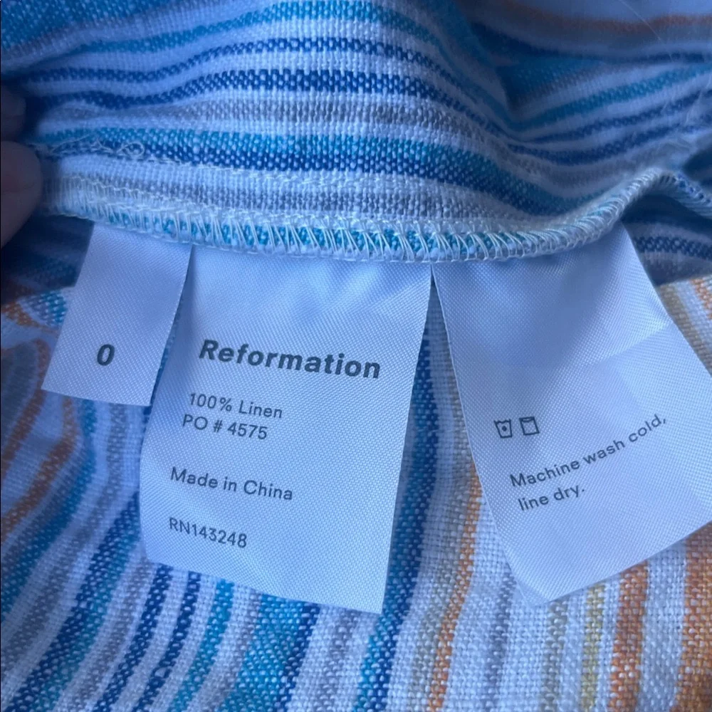 Reformation Island Linen Romper Marbella‎ Stripe 0